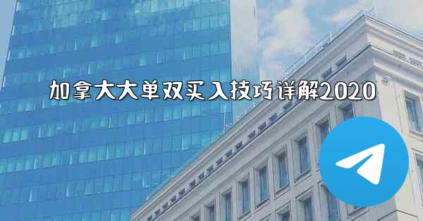 加拿大大单双买入技巧详解2020